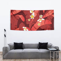 Red Banana Leaf Hawaii Tapestry Lau Maia Plumeria Tropical Summer Vibes LT14 - Polynesian Pride