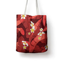 Red Banana Leaf Hawaii Tote Bag Lau Maia Plumeria Tropical Summer Vibes LT14 - Polynesian Pride