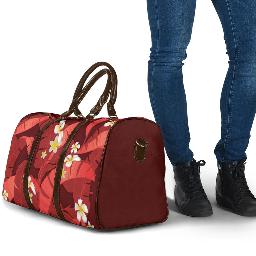 Red Banana Leaf Hawaii Travel Bag Lau Maia Plumeria Tropical Summer Vibes LT14 - Polynesian Pride