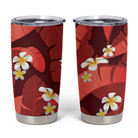 Red Banana Leaf Hawaii Tumbler Cup Lau Maia Plumeria Tropical Summer Vibes LT14 Red - Polynesian Pride
