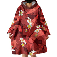 Red Banana Leaf Hawaii Wearable Blanket Hoodie Lau Maia Plumeria Tropical Summer Vibes LT14 - Polynesian Pride