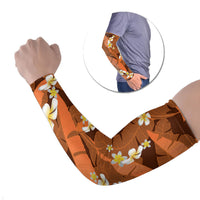 Orange Banana Leaf Hawaii Arm Sleeves Lau Maia Plumeria Tropical Summer Vibes LT14 Set of 2 Orange - Polynesian Pride
