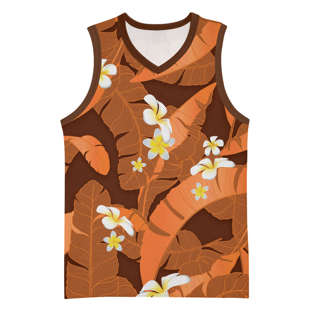 Orange Banana Leaf Hawaii Basketball Jersey Lau Maia Plumeria Tropical Summer Vibes LT14 Unisex Orange - Polynesian Pride