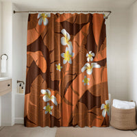 Orange Banana Leaf Hawaii Bathroom Set Lau Maia Plumeria Tropical Summer Vibes LT14 Shower Curtain Only Orange - Polynesian Pride