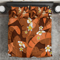 Orange Banana Leaf Hawaii Bedding Set Lau Maia Plumeria Tropical Summer Vibes LT14 Orange - Polynesian Pride