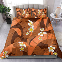 Orange Banana Leaf Hawaii Bedding Set Lau Maia Plumeria Tropical Summer Vibes LT14 - Polynesian Pride