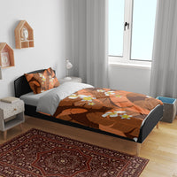 Orange Banana Leaf Hawaii Bedding Set Lau Maia Plumeria Tropical Summer Vibes LT14 - Polynesian Pride