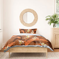 Orange Banana Leaf Hawaii Bedding Set Lau Maia Plumeria Tropical Summer Vibes LT14 - Polynesian Pride
