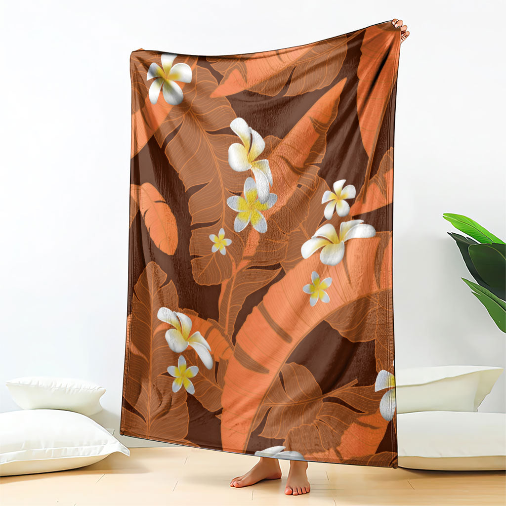 Orange Banana Leaf Hawaii Blanket Lau Maia Plumeria Tropical Summer Vibes LT14 - Polynesian Pride