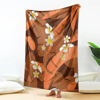 Orange Banana Leaf Hawaii Blanket Lau Maia Plumeria Tropical Summer Vibes LT14 - Polynesian Pride