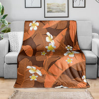 Orange Banana Leaf Hawaii Blanket Lau Maia Plumeria Tropical Summer Vibes LT14 - Polynesian Pride