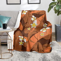 Orange Banana Leaf Hawaii Blanket Lau Maia Plumeria Tropical Summer Vibes LT14 - Polynesian Pride