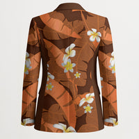 Orange Banana Leaf Hawaii Blazer Lau Maia Plumeria Tropical Summer Vibes LT14 - Polynesian Pride