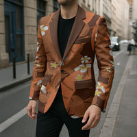 Orange Banana Leaf Hawaii Blazer Lau Maia Plumeria Tropical Summer Vibes LT14 - Polynesian Pride