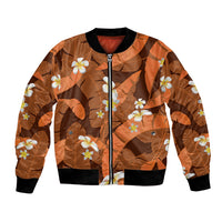 Orange Banana Leaf Hawaii Bomber Jacket Lau Maia Plumeria Tropical Summer Vibes LT14 Unisex Orange - Polynesian Pride