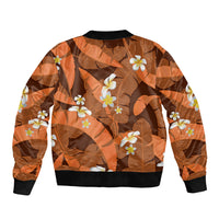 Orange Banana Leaf Hawaii Bomber Jacket Lau Maia Plumeria Tropical Summer Vibes LT14 - Polynesian Pride