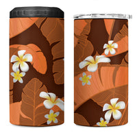 Orange Banana Leaf Hawaii 4 in 1 Can Cooler Tumbler Lau Maia Plumeria Tropical Summer Vibes LT14 One Size: 16 oz Orange - Polynesian Pride