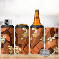 Orange Banana Leaf Hawaii 4 in 1 Can Cooler Tumbler Lau Maia Plumeria Tropical Summer Vibes LT14 - Polynesian Pride