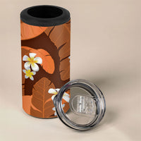 Orange Banana Leaf Hawaii 4 in 1 Can Cooler Tumbler Lau Maia Plumeria Tropical Summer Vibes LT14 - Polynesian Pride