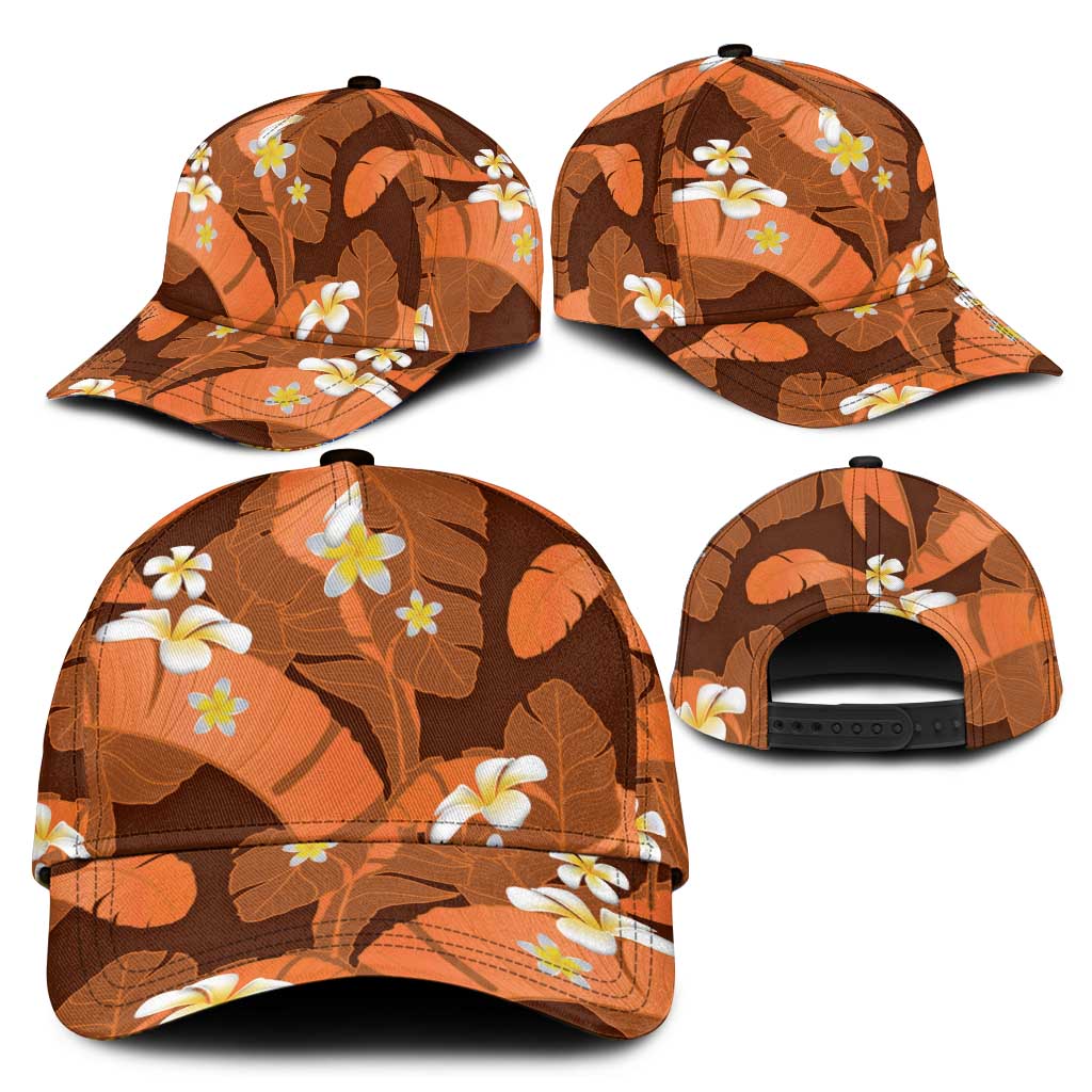 Orange Banana Leaf Hawaii Classic Cap Lau Maia Plumeria Tropical Summer Vibes LT14 - Polynesian Pride