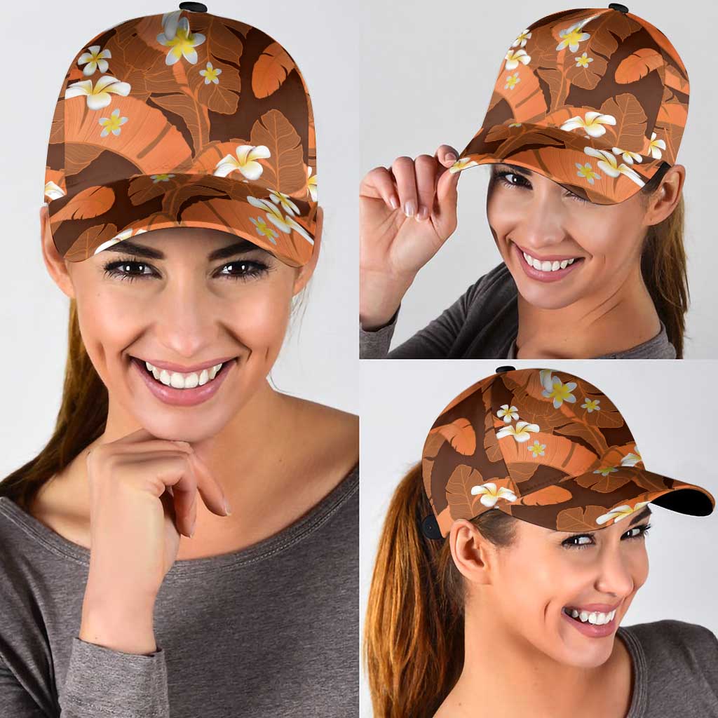 Orange Banana Leaf Hawaii Classic Cap Lau Maia Plumeria Tropical Summer Vibes LT14 - Polynesian Pride