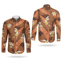 Orange Banana Leaf Hawaii Couples Matching Summer Maxi Dress and Long Sleeve Button Shirt Lau Maia Plumeria Tropical Summer Vibes LT14 - Polynesian Pride