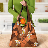 Orange Banana Leaf Hawaii Grocery Bag Lau Maia Plumeria Tropical Summer Vibes LT14 - Polynesian Pride