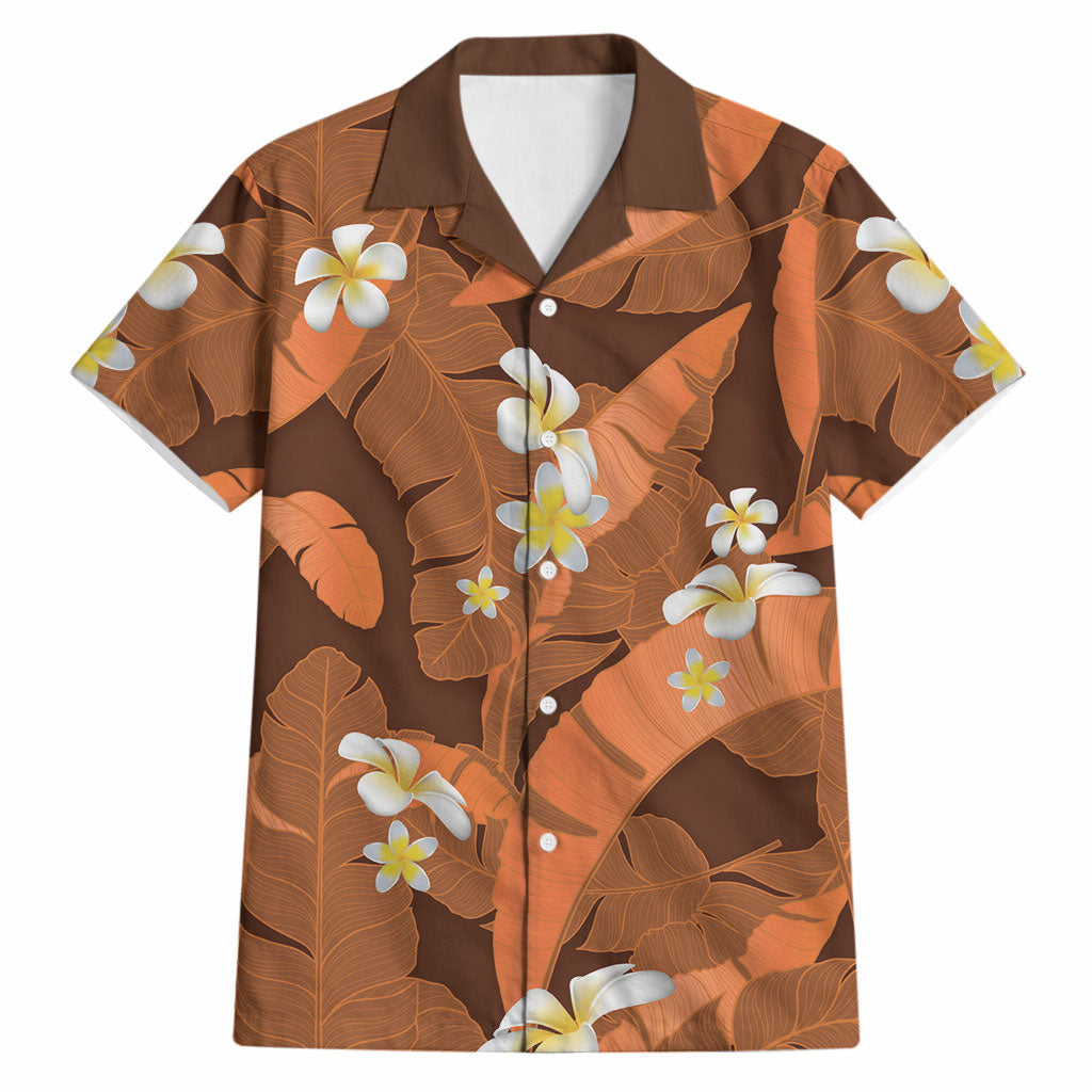 Orange Banana Leaf Hawaii Hawaiian Shirt Lau Maia Plumeria Tropical Summer Vibes LT14 Orange - Polynesian Pride