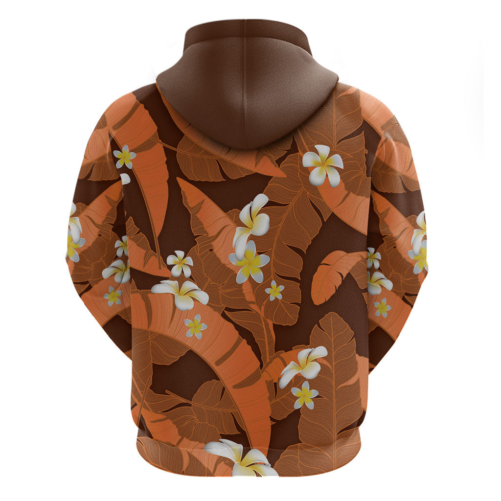Orange Banana Leaf Hawaii Hoodie Lau Maia Plumeria Tropical Summer Vibes LT14 - Polynesian Pride
