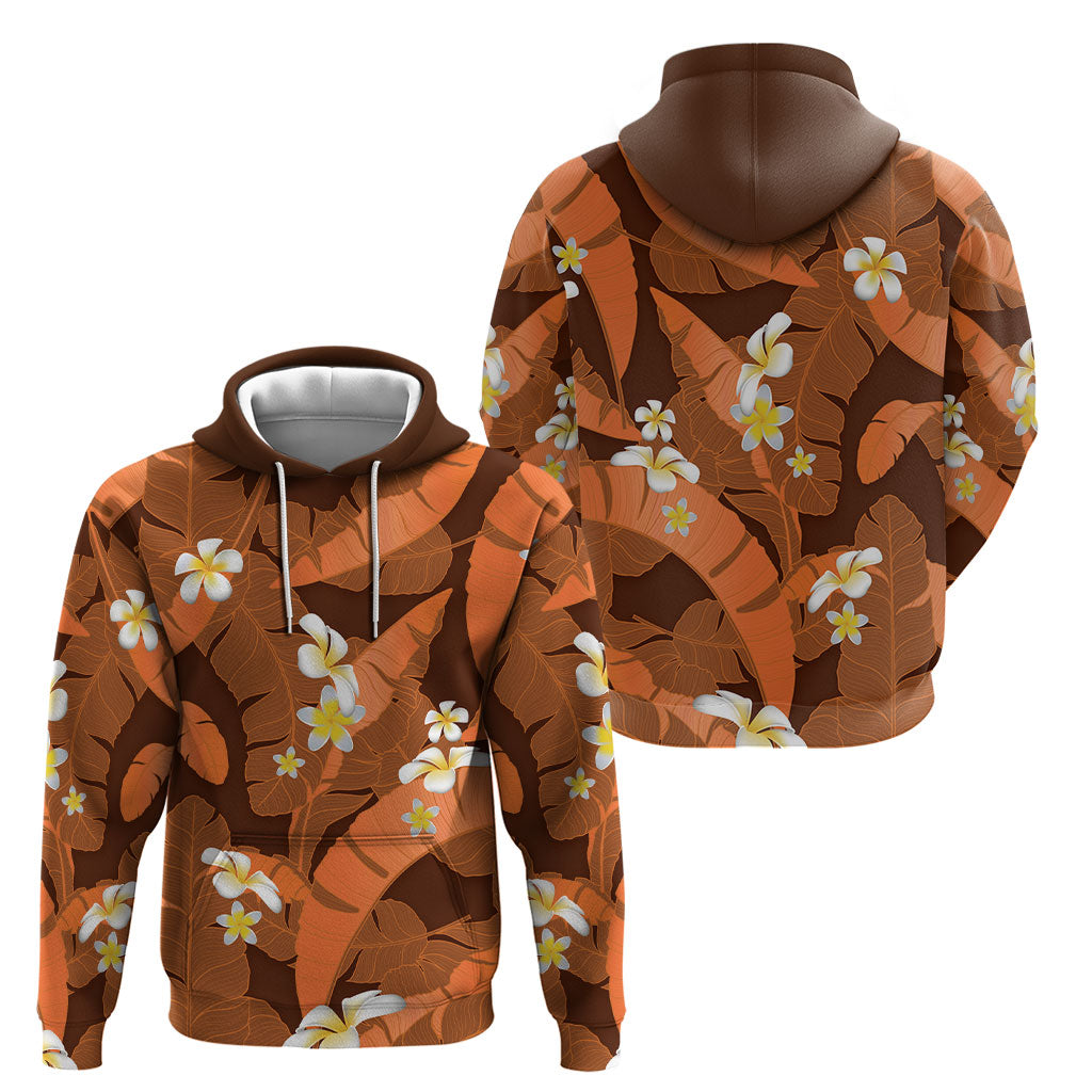 Orange Banana Leaf Hawaii Hoodie Lau Maia Plumeria Tropical Summer Vibes LT14 - Polynesian Pride