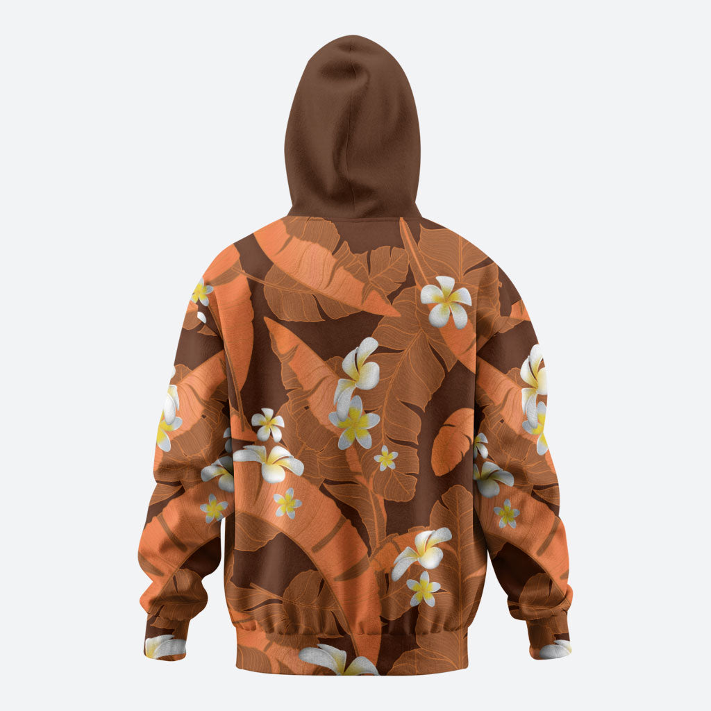 Orange Banana Leaf Hawaii Hoodie Lau Maia Plumeria Tropical Summer Vibes LT14 - Polynesian Pride