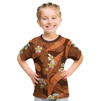 Orange Banana Leaf Hawaii Kid T Shirt Lau Maia Plumeria Tropical Summer Vibes LT14 Orange - Polynesian Pride