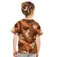 Orange Banana Leaf Hawaii Kid T Shirt Lau Maia Plumeria Tropical Summer Vibes LT14 - Polynesian Pride