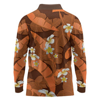 Orange Banana Leaf Hawaii Long Sleeve Polo Shirt Lau Maia Plumeria Tropical Summer Vibes LT14 - Polynesian Pride