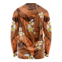Orange Banana Leaf Hawaii Long Sleeve Shirt Lau Maia Plumeria Tropical Summer Vibes LT14 - Polynesian Pride
