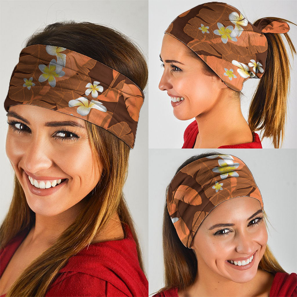 Orange Banana Leaf Hawaii Neck Gaiter Lau Maia Plumeria Tropical Summer Vibes LT14 - Polynesian Pride