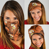 Orange Banana Leaf Hawaii Neck Gaiter Lau Maia Plumeria Tropical Summer Vibes LT14 - Polynesian Pride
