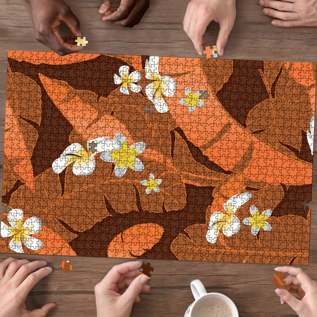 Orange Banana Leaf Hawaii Puzzle Lau Maia Plumeria Tropical Summer Vibes LT14 - Polynesian Pride