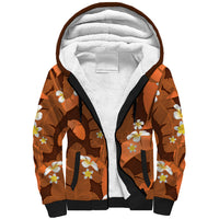Orange Banana Leaf Hawaii Sherpa Hoodie Lau Maia Plumeria Tropical Summer Vibes LT14 Unisex Orange - Polynesian Pride