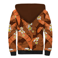 Orange Banana Leaf Hawaii Sherpa Hoodie Lau Maia Plumeria Tropical Summer Vibes LT14 - Polynesian Pride