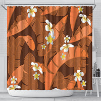 Orange Banana Leaf Hawaii Shower Curtain Lau Maia Plumeria Tropical Summer Vibes LT14 - Polynesian Pride