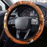 Orange Banana Leaf Hawaii Steering Wheel Cover Lau Maia Plumeria Tropical Summer Vibes LT14 - Polynesian Pride