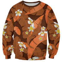 Orange Banana Leaf Hawaii Sweatshirt Lau Maia Plumeria Tropical Summer Vibes LT14 Unisex Orange - Polynesian Pride