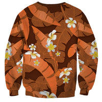 Orange Banana Leaf Hawaii Sweatshirt Lau Maia Plumeria Tropical Summer Vibes LT14 - Polynesian Pride