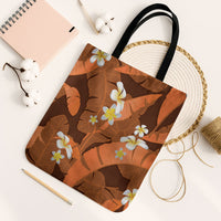 Orange Banana Leaf Hawaii Tote Bag Lau Maia Plumeria Tropical Summer Vibes LT14 Black Strap One Size Orange - Polynesian Pride