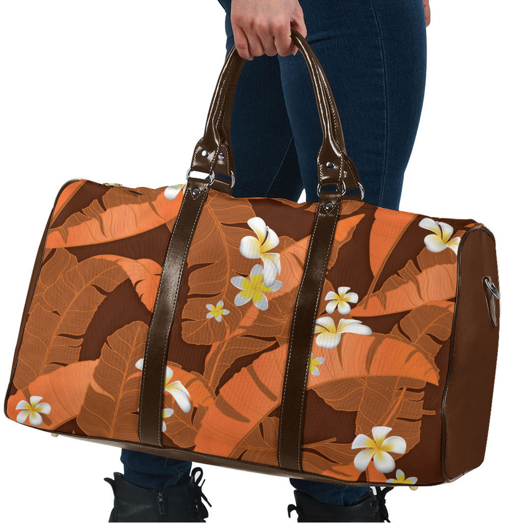 Orange Banana Leaf Hawaii Travel Bag Lau Maia Plumeria Tropical Summer Vibes LT14 - Polynesian Pride