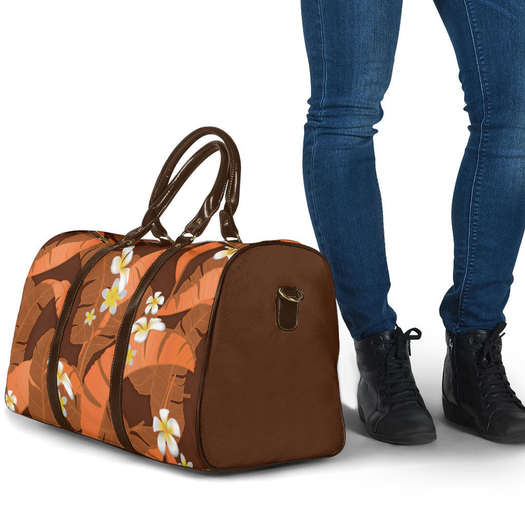 Orange Banana Leaf Hawaii Travel Bag Lau Maia Plumeria Tropical Summer Vibes LT14 - Polynesian Pride