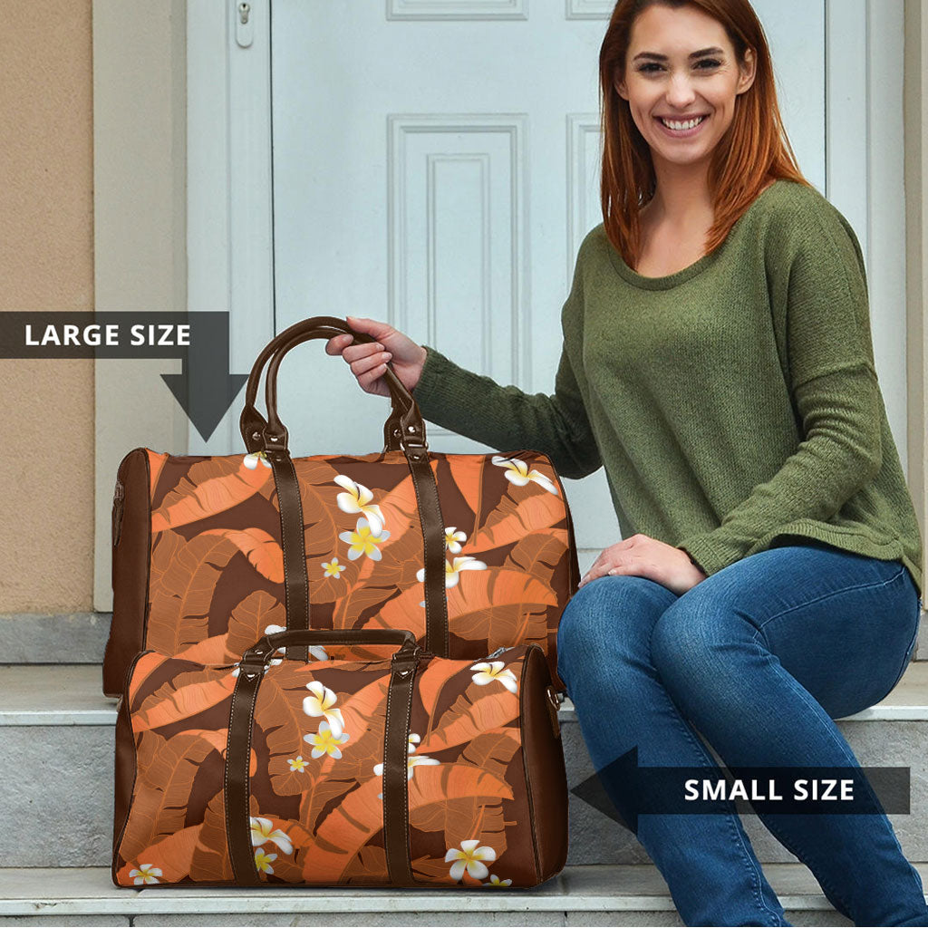 Orange Banana Leaf Hawaii Travel Bag Lau Maia Plumeria Tropical Summer Vibes LT14 - Polynesian Pride