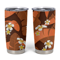 Orange Banana Leaf Hawaii Tumbler Cup Lau Maia Plumeria Tropical Summer Vibes LT14 Orange - Polynesian Pride