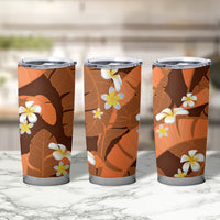 Orange Banana Leaf Hawaii Tumbler Cup Lau Maia Plumeria Tropical Summer Vibes LT14 - Polynesian Pride